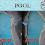 Swimming Pool Cleaning before cleaning and after cleaning